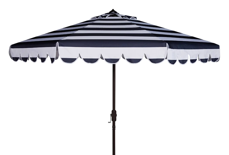 Ramona 9Ft Crank Umbrella in Navy & White