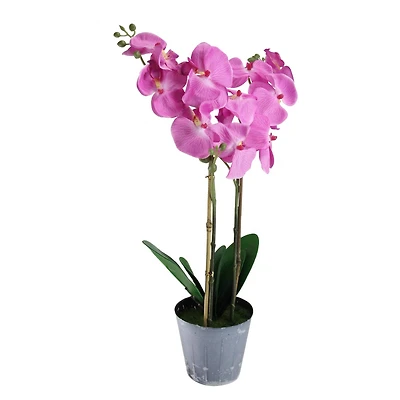 Artificial Blooming Pink Orchid Flower Decorative Potted Plant