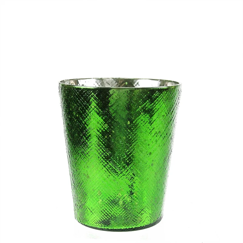 5.5" Green & Silver Mercury Glass Votive Candle Holder