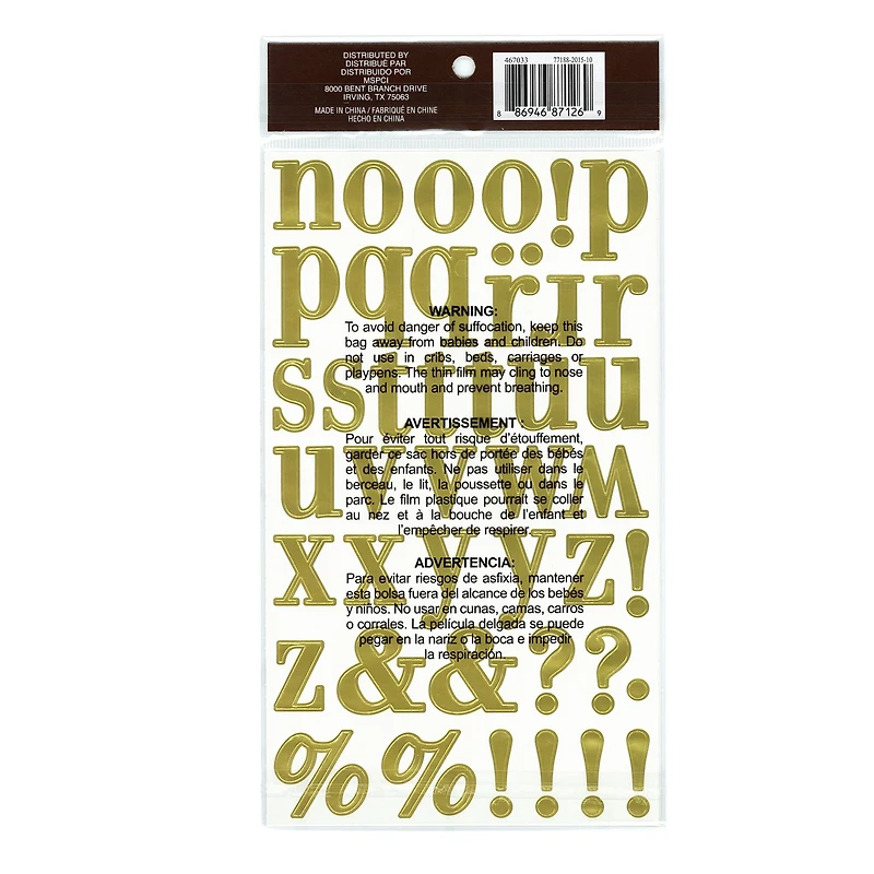 12 Pack: Gold Foil Alphabet Stickers by Recollections™