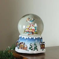 5.5" Santa Claus on Sleigh with Snowy Village Rotating Musical Water Globe