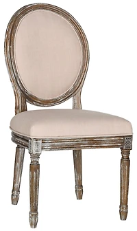 Holloway Oval Side Chair Set of 2 in Beige & Rustic Oak