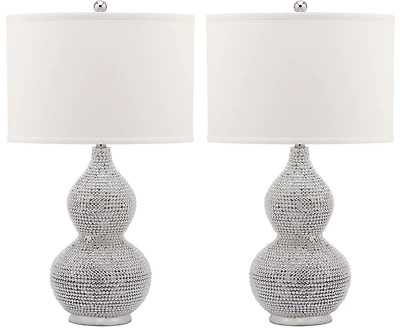 Nicole Beaded Table Lamp Set in White