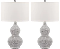 Nicole Beaded Table Lamp Set in White