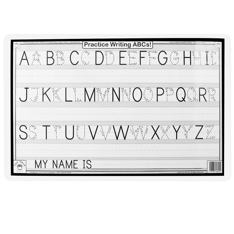 12 Pack: Tot Talk ABC Animals Placemat