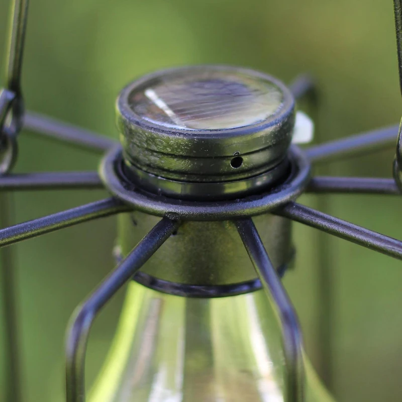 6.75" Black Cylindrical Solar Powered LED Patio Lantern