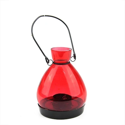 5" Red Glass Tapered Bottle Tea Light Candle Lantern