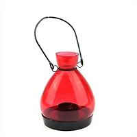 5" Red Glass Tapered Bottle Tea Light Candle Lantern