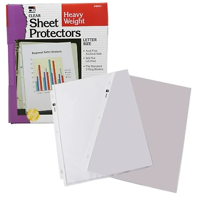 Clear Letter Size Heavy Weight Sheet Protectors, Box of 100