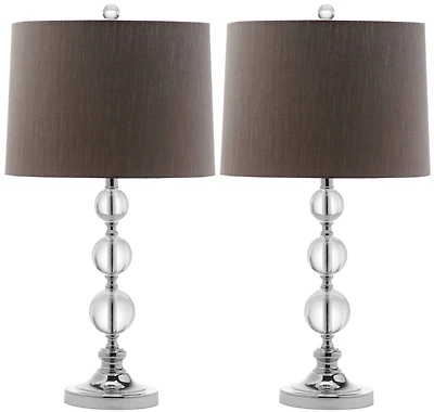 Keeva Crystal Ball Lamp Set in Clear & Grey