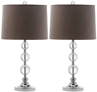 Keeva Crystal Ball Lamp Set in Clear & Grey
