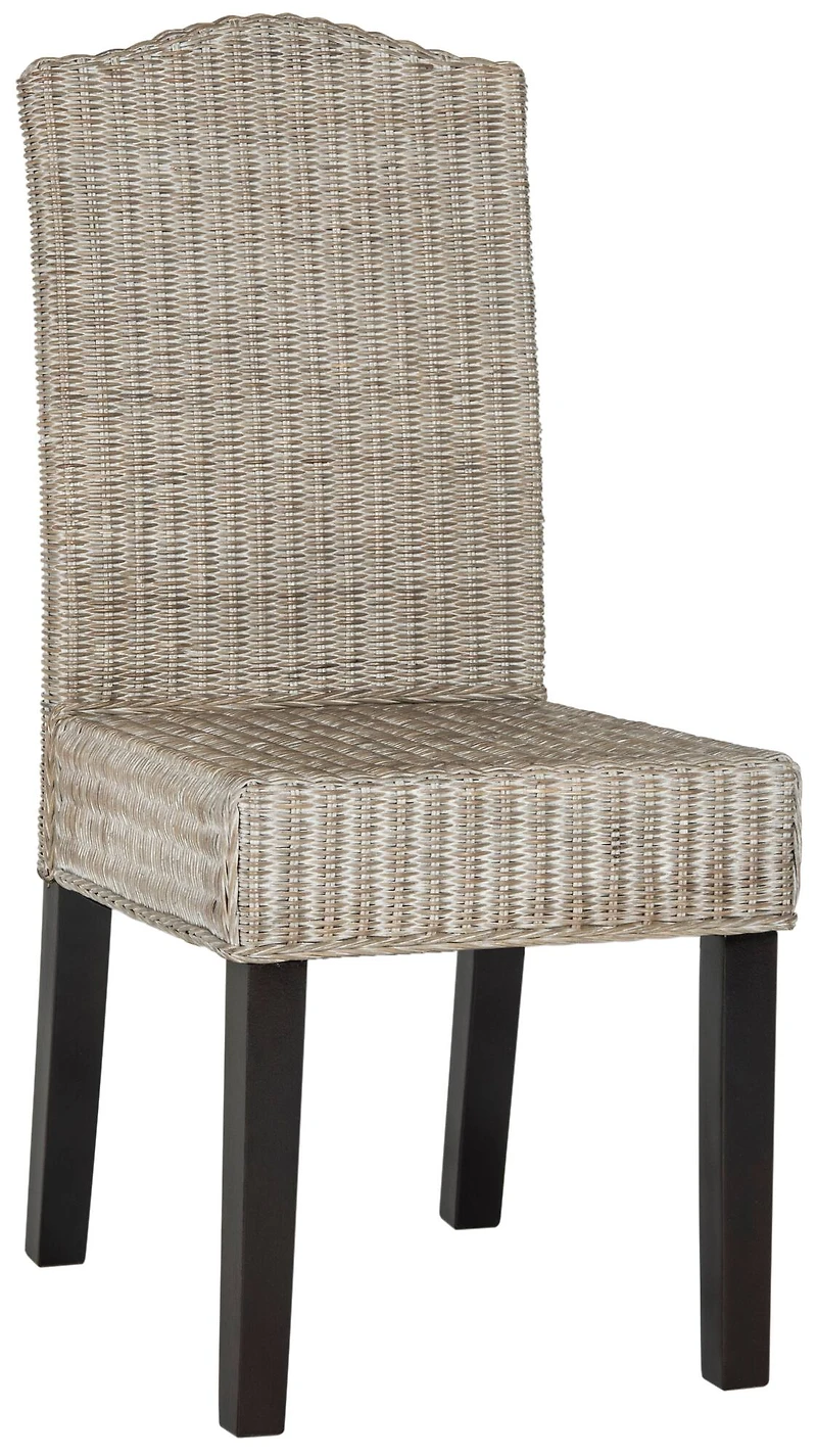 Odette Wicker Dining Chair Set of 2 in Antique Grey