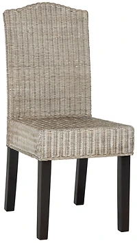 Odette Wicker Dining Chair Set of 2 in Antique Grey