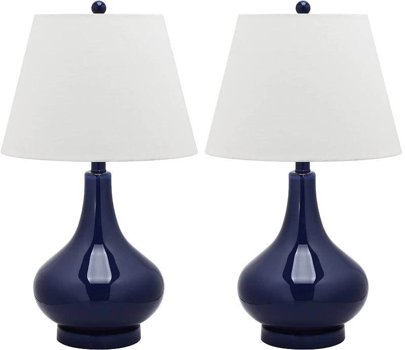 Amy Gourd Table Lamp Set in Navy