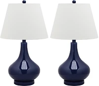 Amy Gourd Table Lamp Set in Navy
