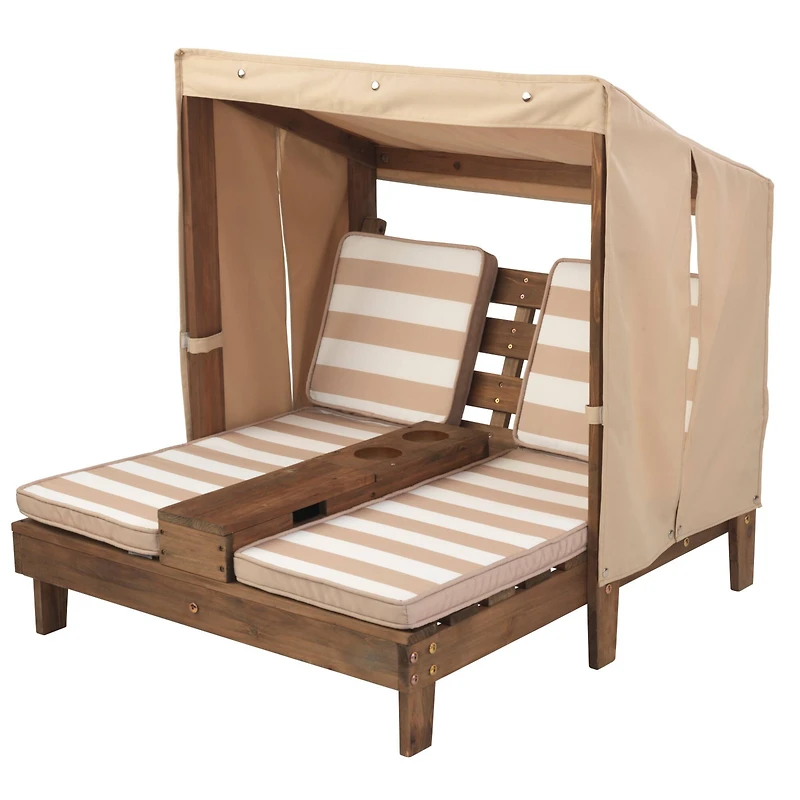 KidKraft Double Chaise Lounge with Cup Holders, Espresso & Oatmeal