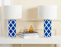 Garden Lattice Table Lamp Set in Navy