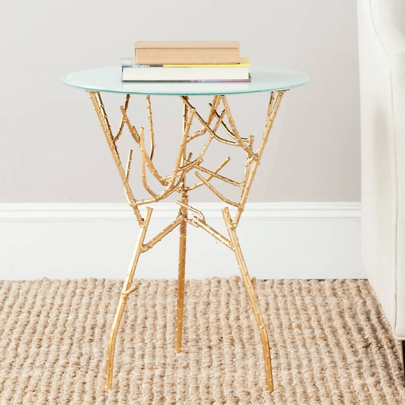 Tara Accent Table in Gold & White