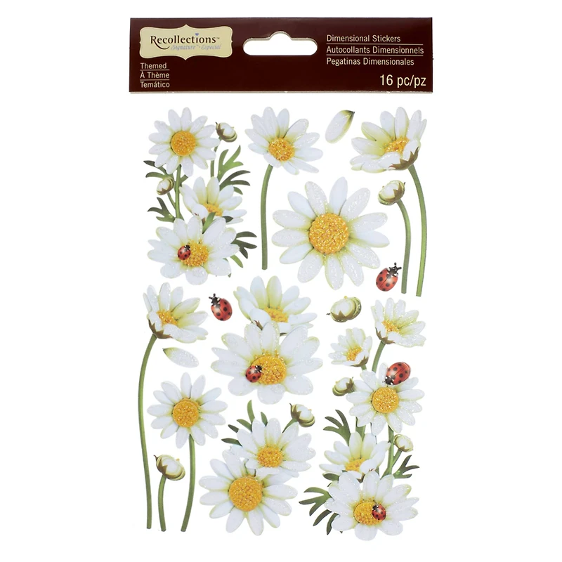 12 Packs: 16 ct. (192 total) Daisy Dimensional Stickers by Recollections™