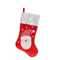 20.5" Red Santa Claus Stocking with Sequined Cuff