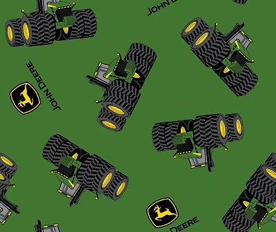 John Deere Tossed Tractor & Logo Quilting Cotton Fabric