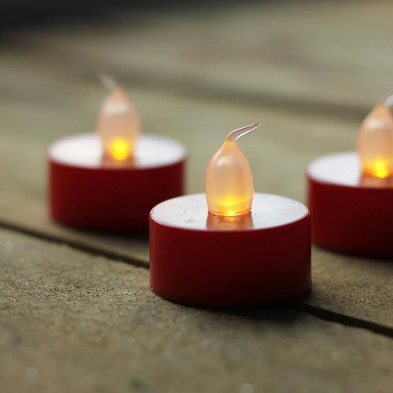 1.5" Amber & Red LED Flickering Tea Light Candle Set