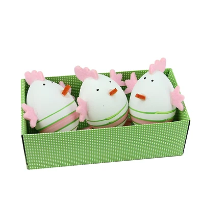 Set of 3 Pink and Green Striped Easter Egg Spring Decorations