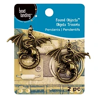Found Objects™ Oxidized Brass Dragon Pendants By Bead Landing™
