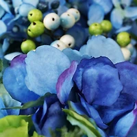 24" Blue & Green Hydrangea & Berry Wreath
