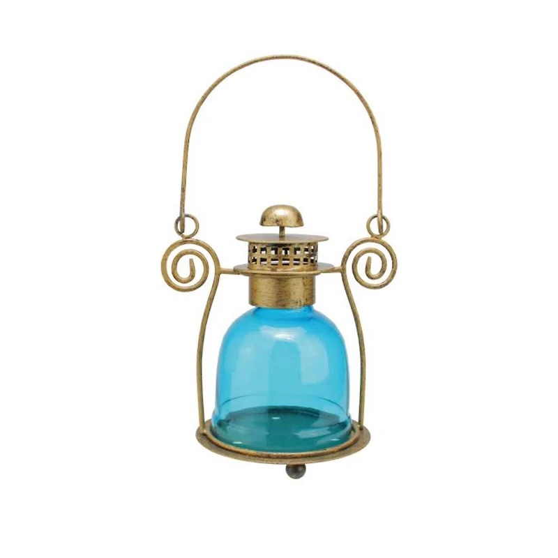 7.5" Decorative Glass Bell Tea Light Candle Lantern