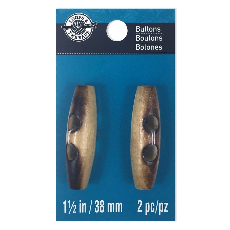 12 Packs: 2 ct. (24 total) Coconut Toggle Buttons by Loops & Threads®
