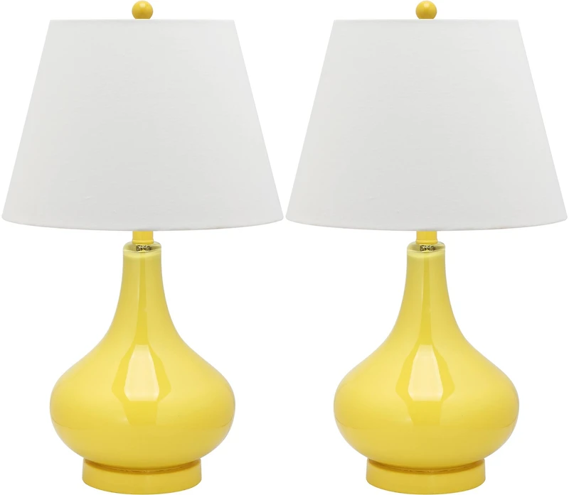 Amy Gourd Table Lamp Set in Yellow