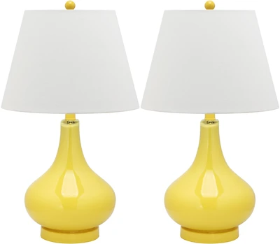 Amy Gourd Table Lamp Set in Yellow