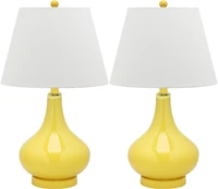 Amy Gourd Table Lamp Set in Yellow