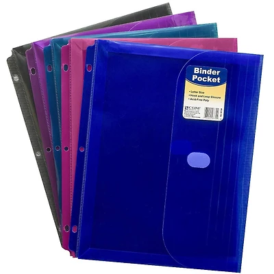 C-Line® Assorted Colors Super Heavyweight Poly Binder Pockets, Pack of 18