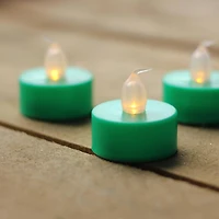 1.5" Amber & Green LED Flickering Tea Light Candle Set