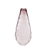 14" Teardrop Shaped Textured Glass Vase, Dusty Mauve Ombre