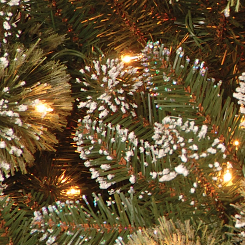 6.5ft. Pre-Lit Glittery Bristle Pine Slim Artificial Christmas Tree, Warm White Diamond Cap LED Lights