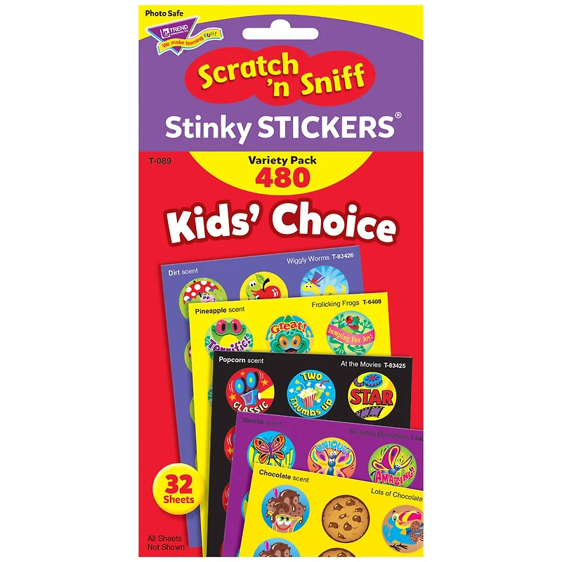 Trend Enterprises® 1” Round Kids' Choice Stinky Stickers®, 480 Pack