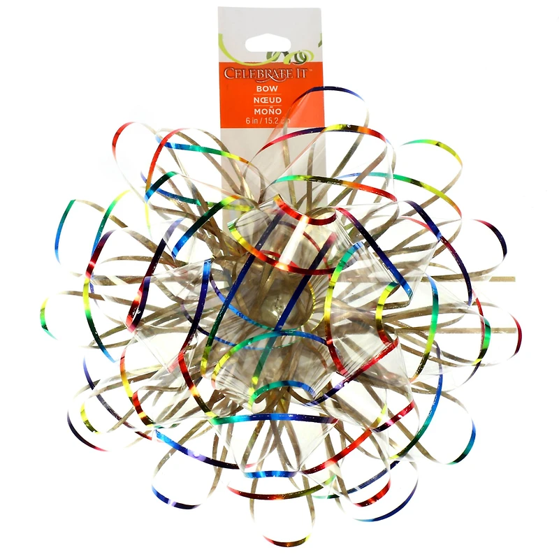 Clear & Rainbow Jumbo Bow by Celebrate It™