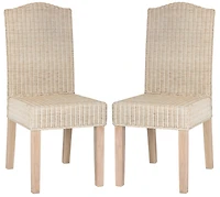 Odette Wicker Dining Chair Set of 2 in White Washed