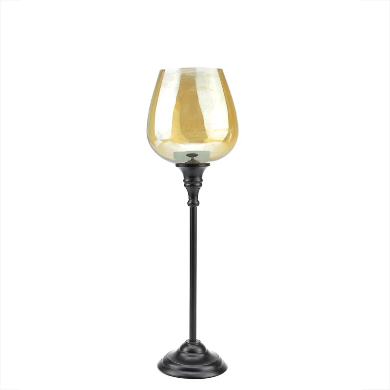 16.25" Large Golden Luster Brown Stemmed Votive Candle Holder