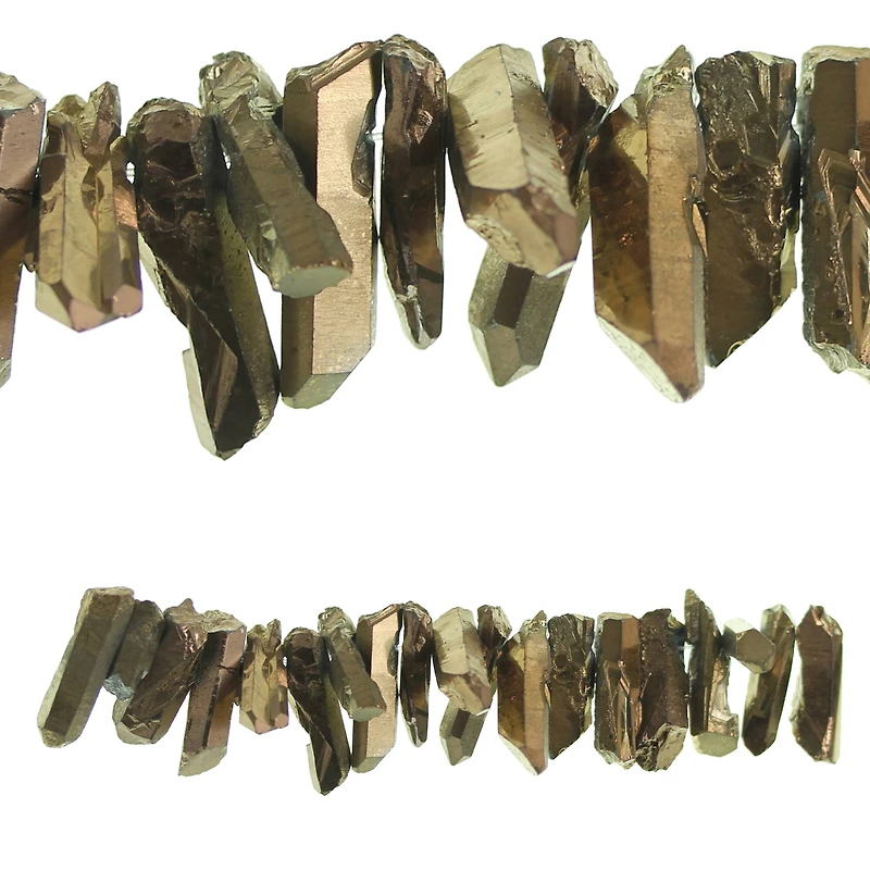 12 Pack: Bronze Luster Crystal Quartz Stick Beads by Bead Landing™