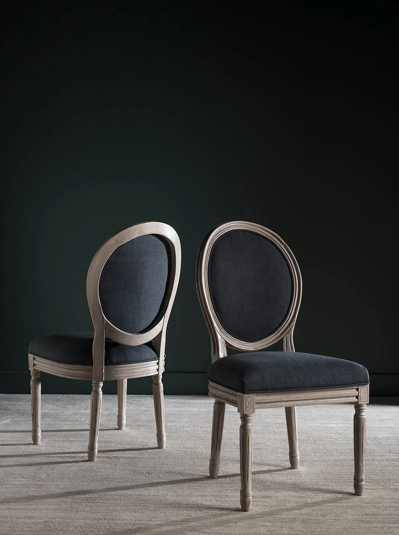 Holloway Oval Side Chair Set of 2 in Charcoal & Grey