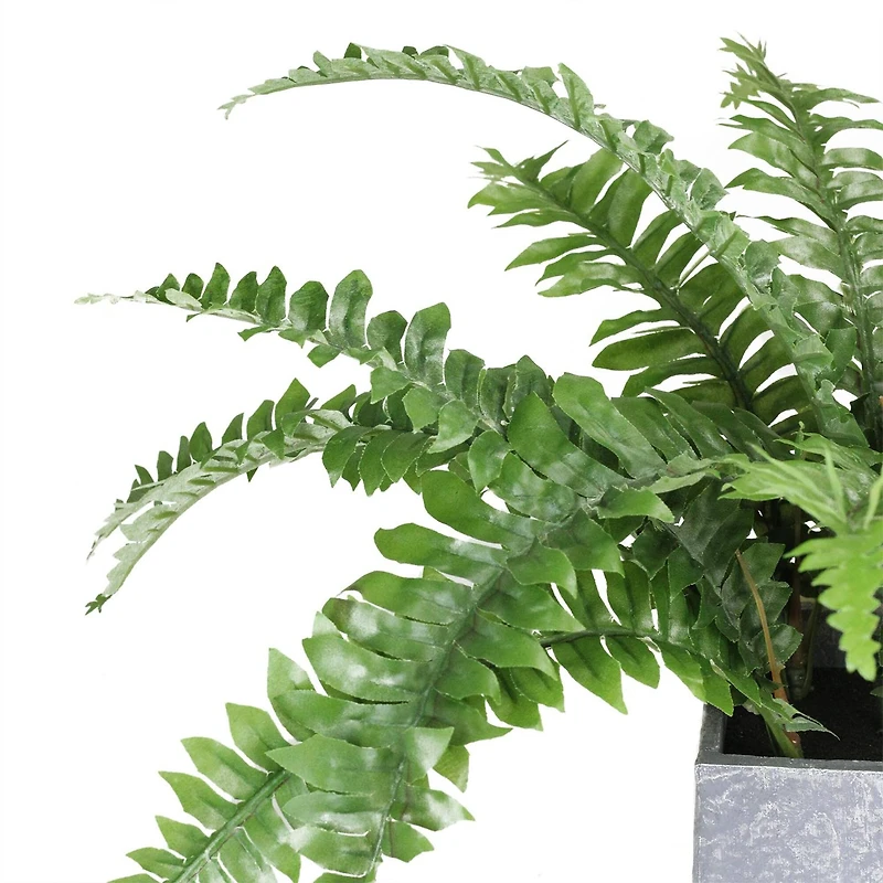 13" Artificial Boston Fern In Stone Look Paper Maché Pot