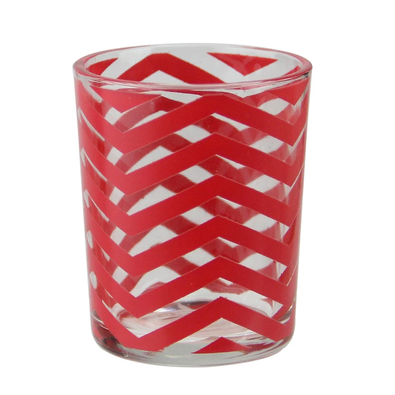 2.5" Basic Luxury Chevron Glass Candle Holder, Strawberry Margarita