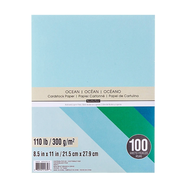 Ocean 8.5" x 11" Cardstock Paper by Recollections™, 100 Sheets