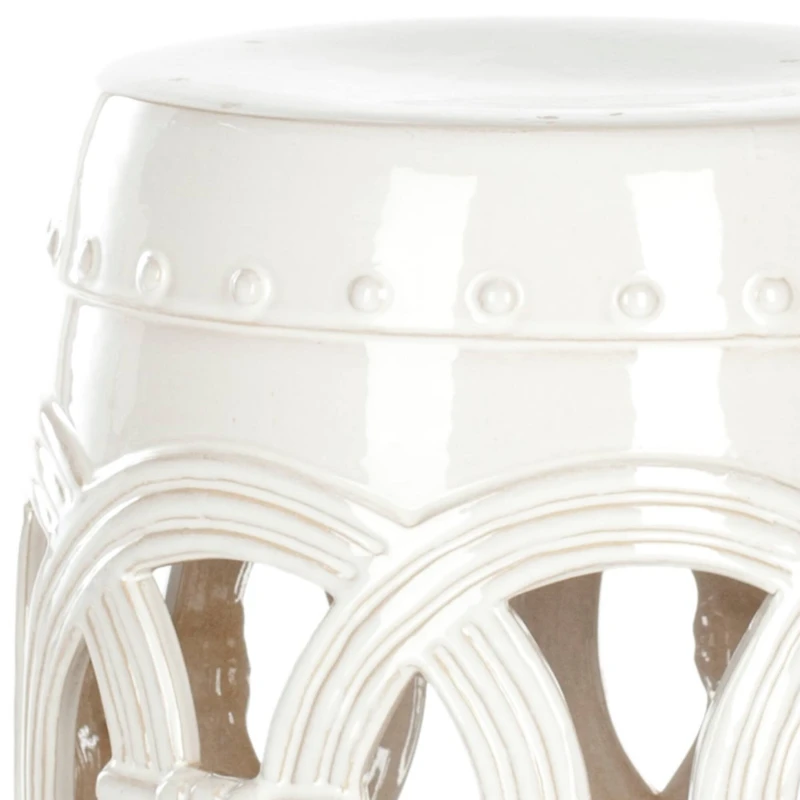 Double Coin Garden Stool in Antique White