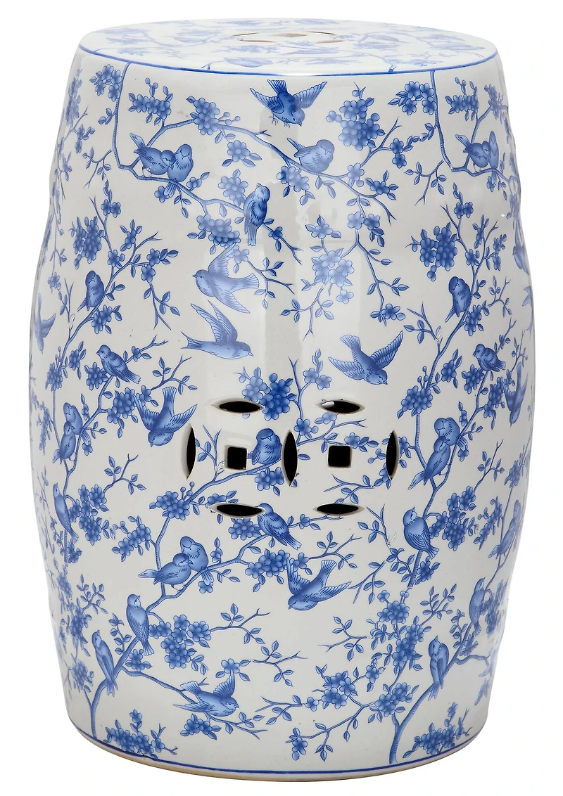 Blue Birds Garden Stool in Blue Pattern