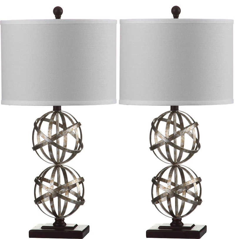 Haley Double Sphere Lamp Set in Antique Silver